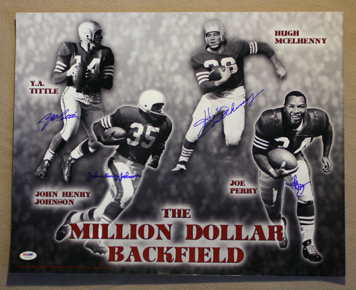 Million Dollar Backfield YA Tittle SIGNED 16x20 Photo Poster painting 49ers PSA/DNA AUTOGRAPHED