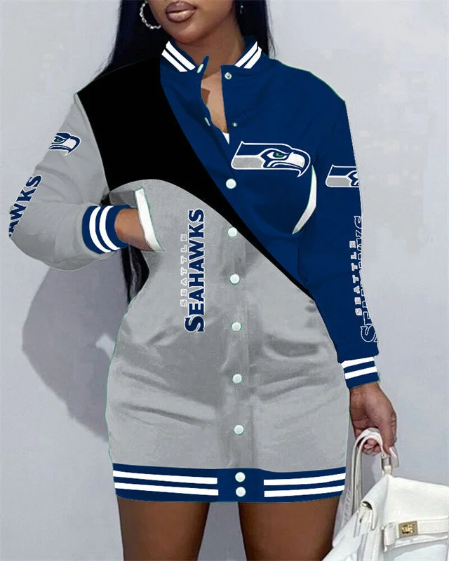 Seattle Seahawks
Limited Edition Button Down Long Sleeve Jacket Dress