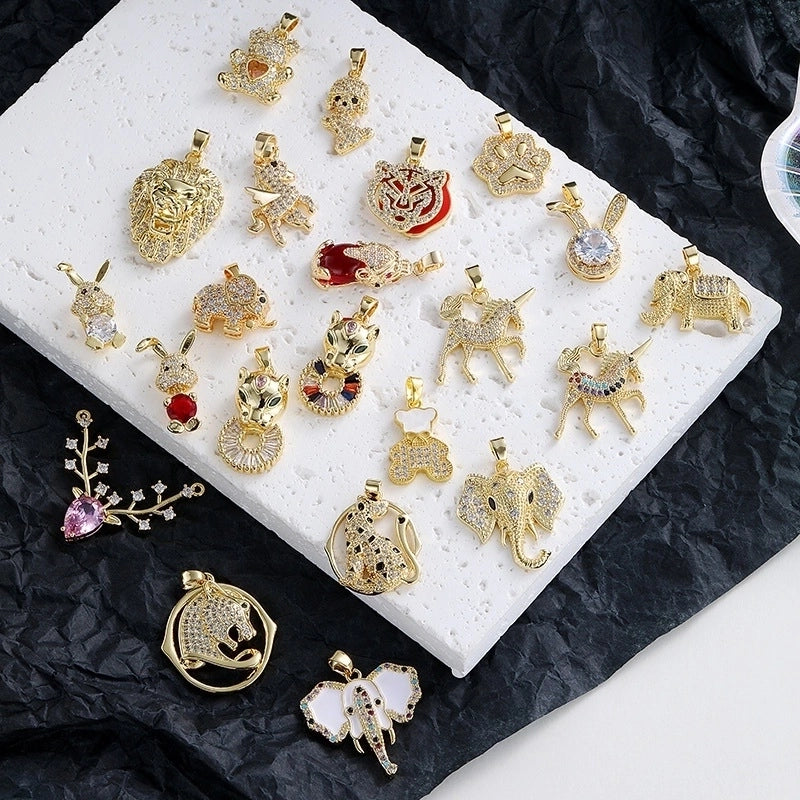 1 Piece Copper Lion Elephant Horse Pendant