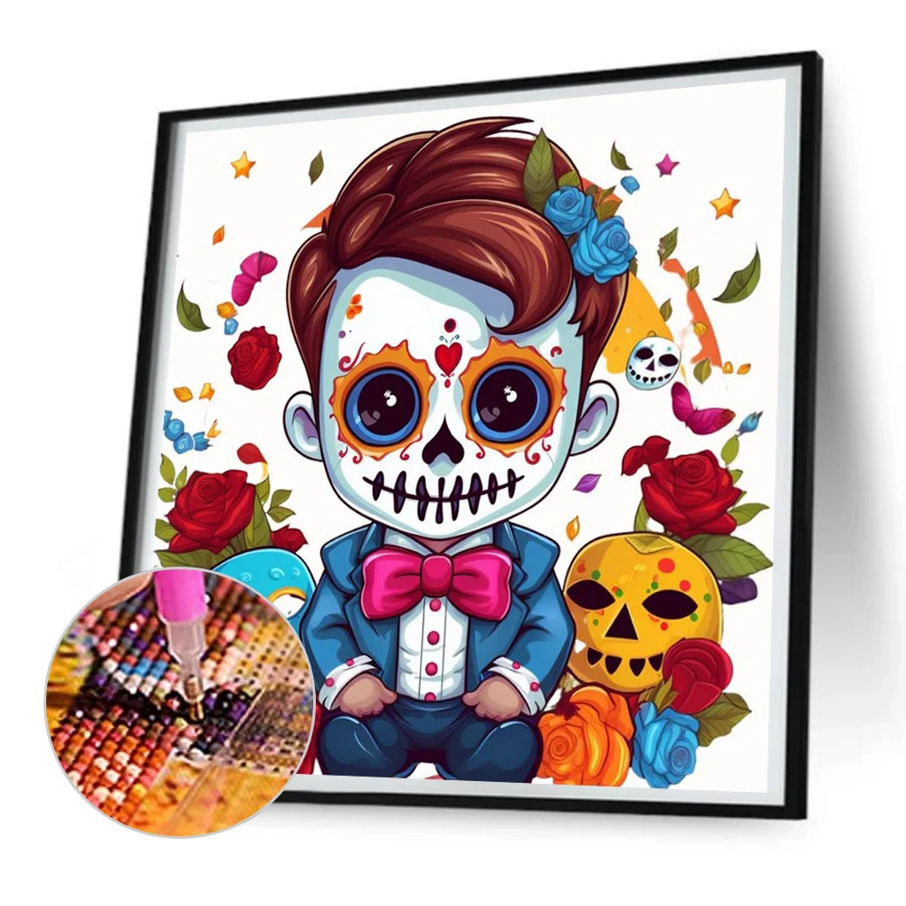 Full Round Diamond Painting 30*30cm - Skeleton Doll
