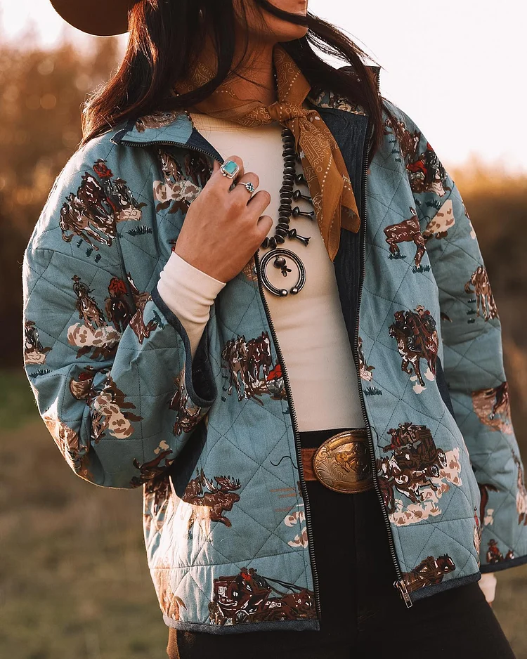 Western Print Bakery Jacket