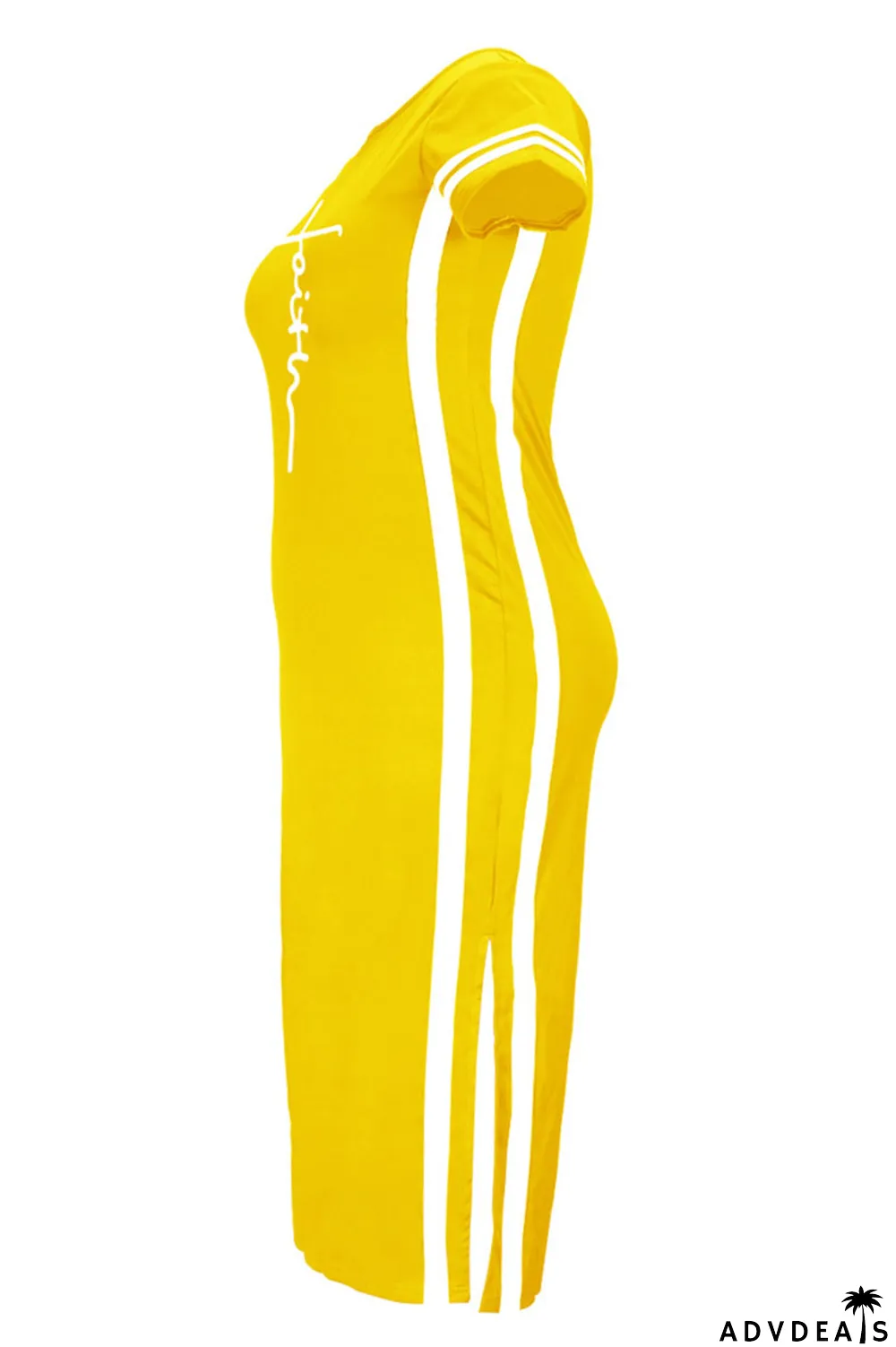 Tibetan Blue Fashion Casual Plus Size Print Slit O Neck Short Sleeve Dress