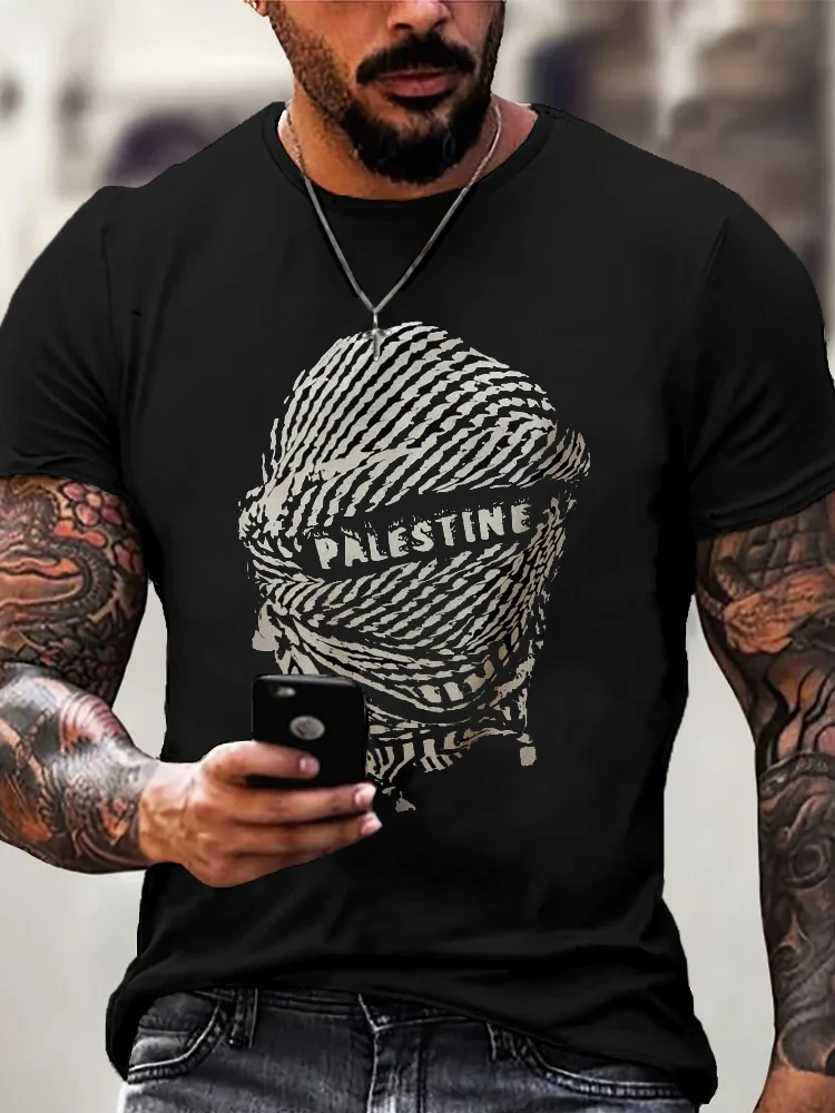 Men's Palestine Keffiyeh Pattern Casual T Shirt