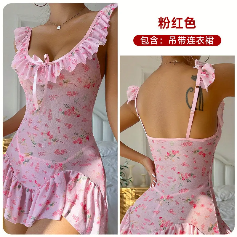 Churchf New Perspective Sexy Flower Lingerie Printed Flavender Seduction Pajamas Pajamas Pajamas