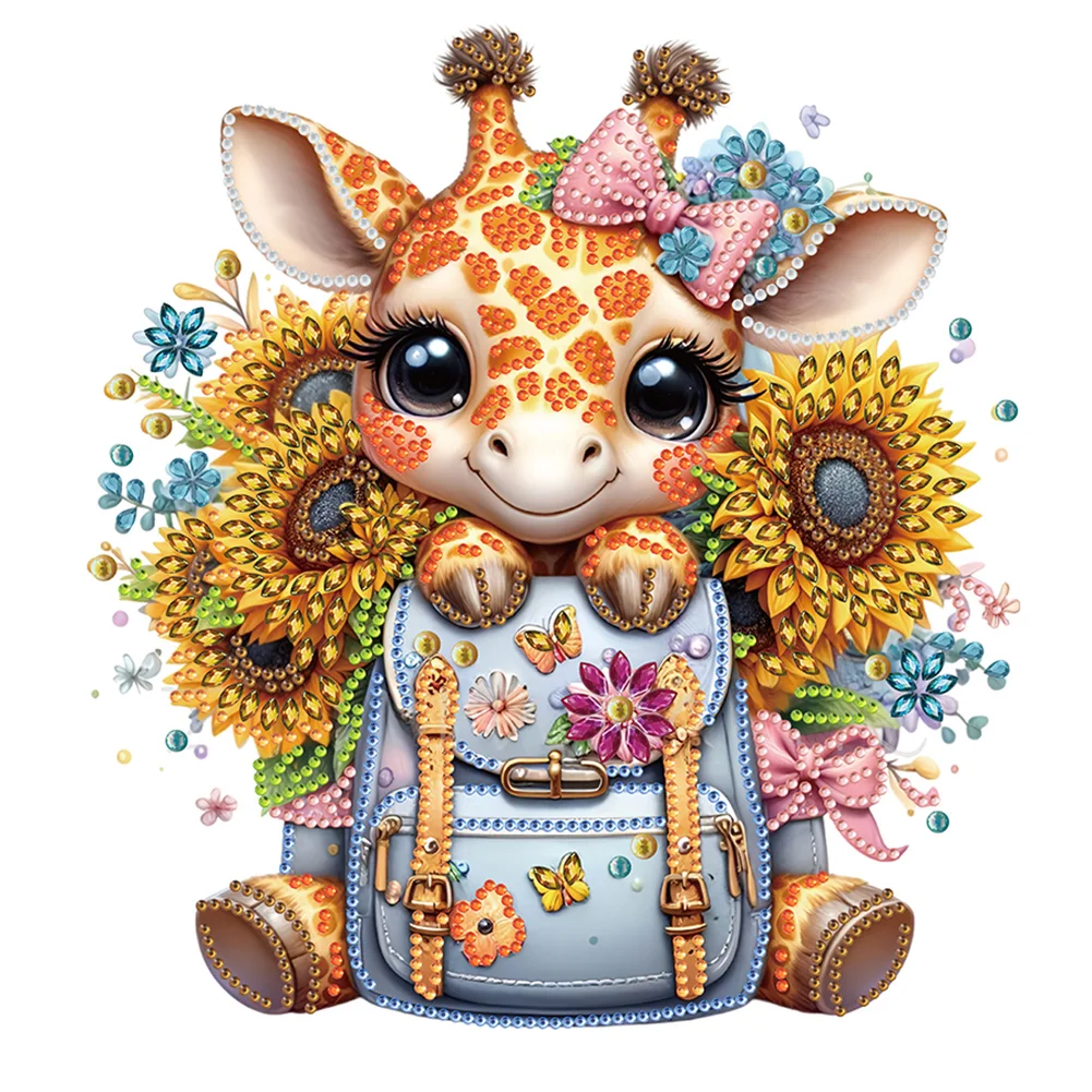 Diamond Painting - Partial Special Shaped Drill - Sunflower Giraffe(Canvas|30*30cm)