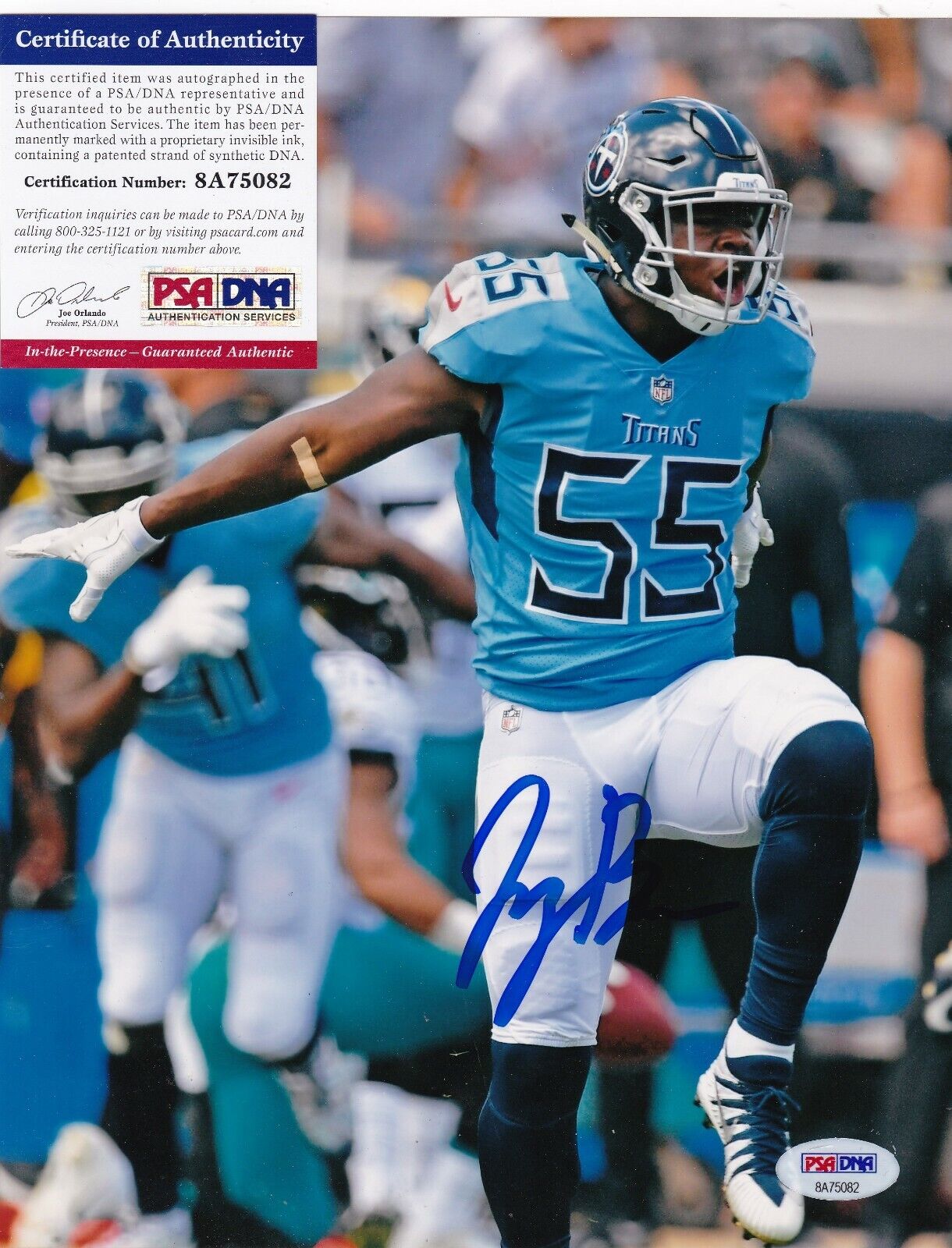 JAYON BROWN TENNESSEE TITANS PSA AUTHENTICATED ACTION SIGNED 8x10