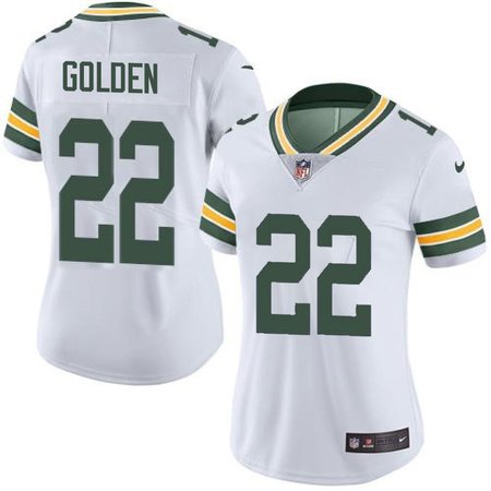 Women's Green Bay Packers #22 Matthew Golden  White 2025 NFL Draft First Round Pick Game Jersey