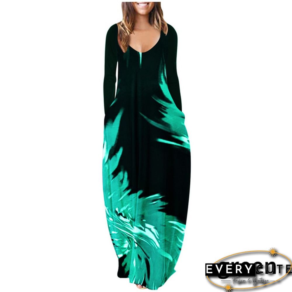 Womens loose dress bohemian holiday prom kaftan maxi oversized tunic kleid floral cotton