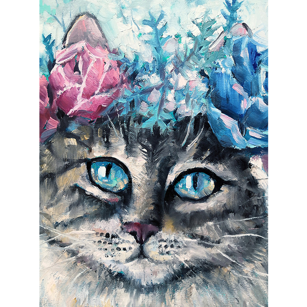 

30*40CM-Round Drill Diamond Painting-Blue Eye Cat, 501 Original