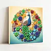 DIY Pre-Framed Peacock Button Art Canvas Kit