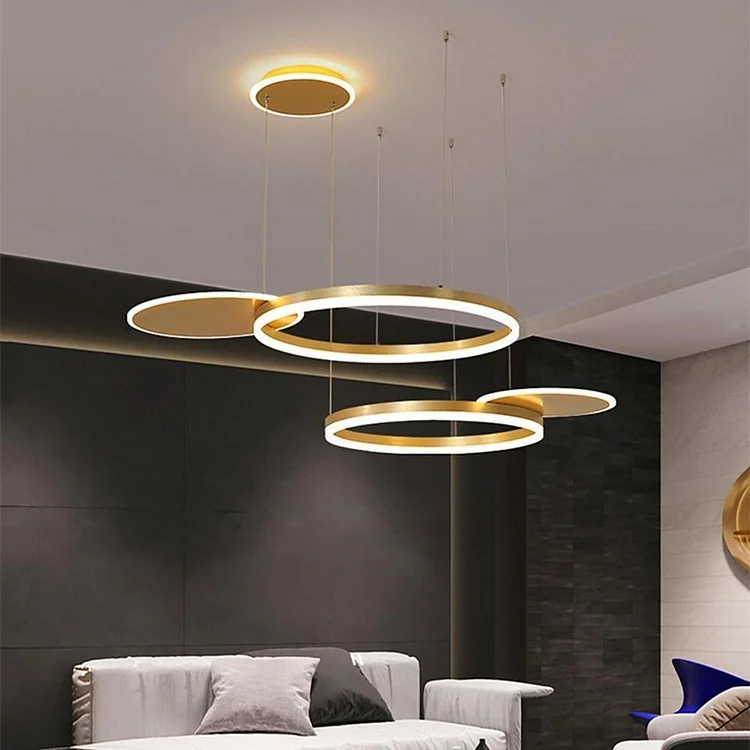 Circles Ring Dimmable LED Modern Chandelier Pendant Light Island Lights - Appledas