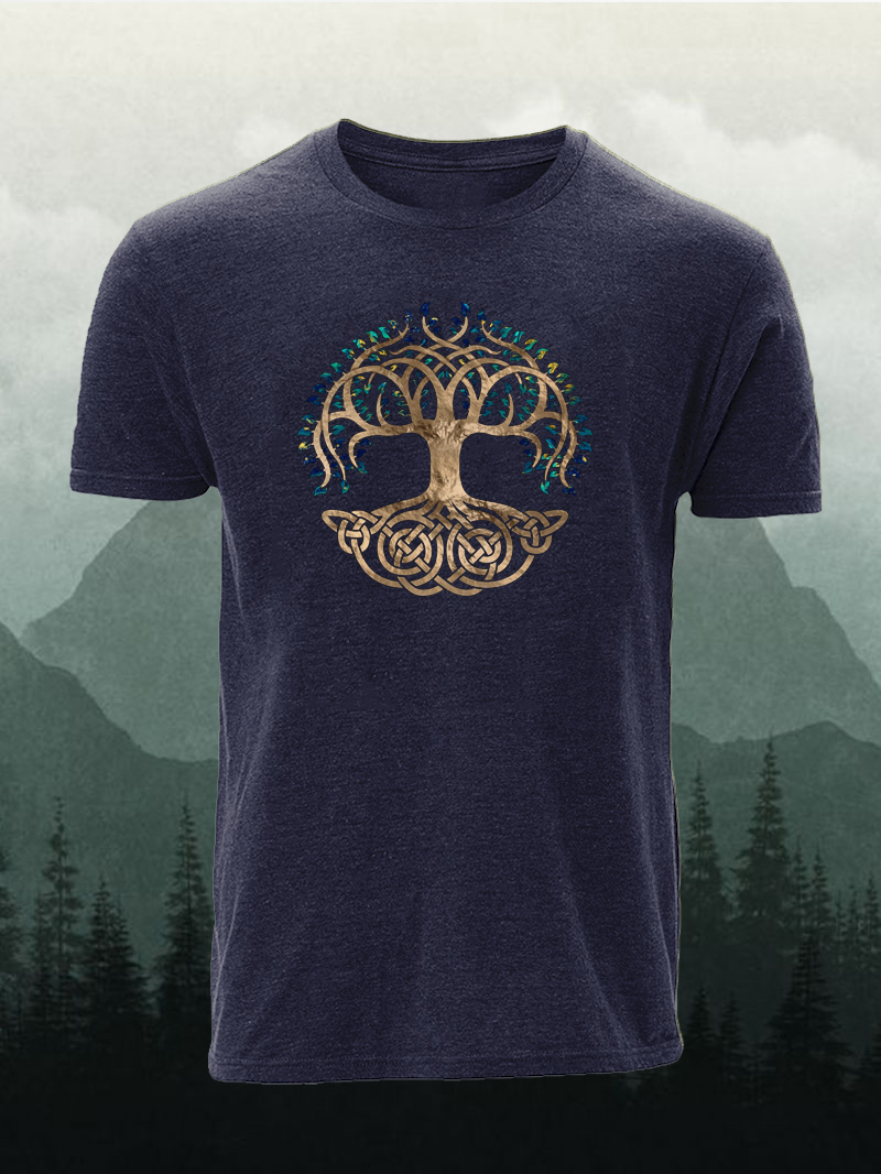 Men's Viking Celtic Tree Of Life Print Short Sleeve T-Shirt