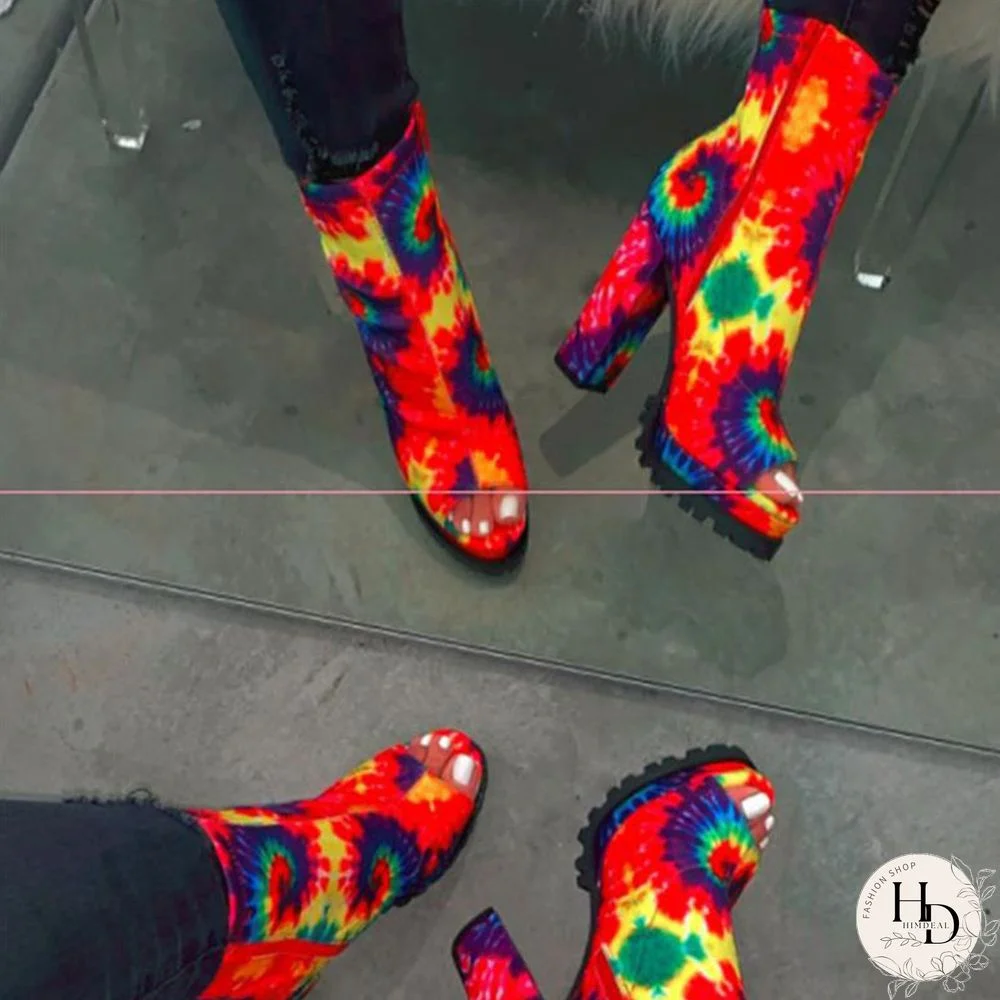 Red Sexy Round Leather Shoes