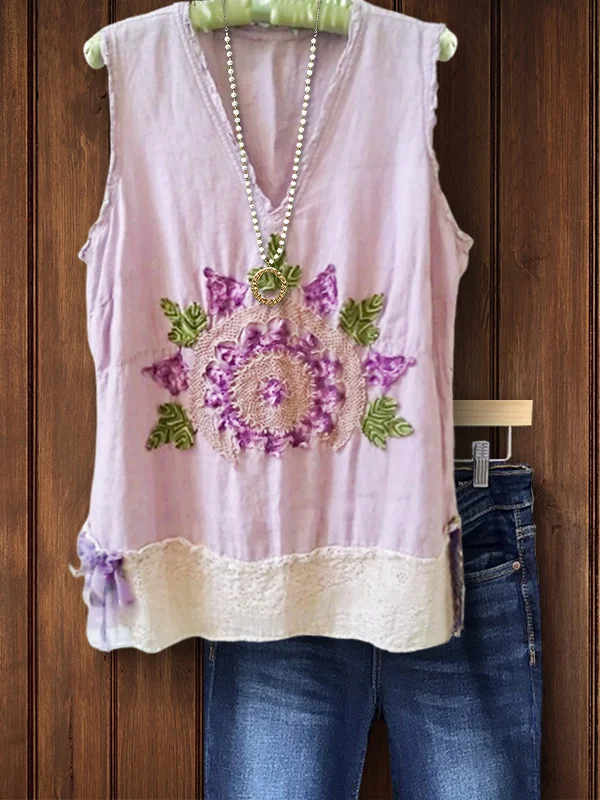 Vintage Floral Lace Vest Top