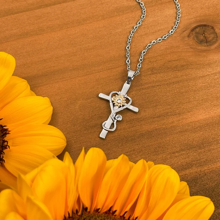 Holy Sunflower Cross Necklace