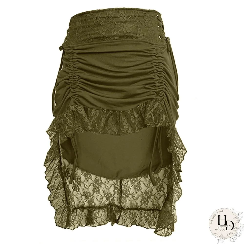 Vintage Skirts Women Lace Midi Skirt Fairy Grunge Aesthetic Beachwear Retro Harajuku Sexy