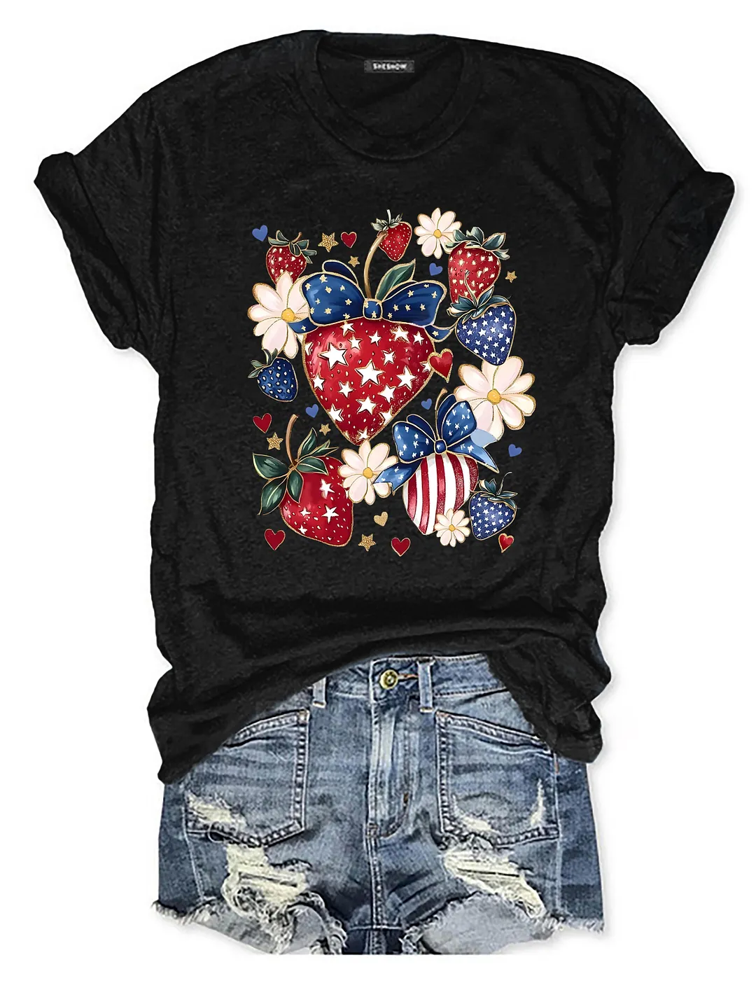 Boho 4th Of July Strawberry T-shirt