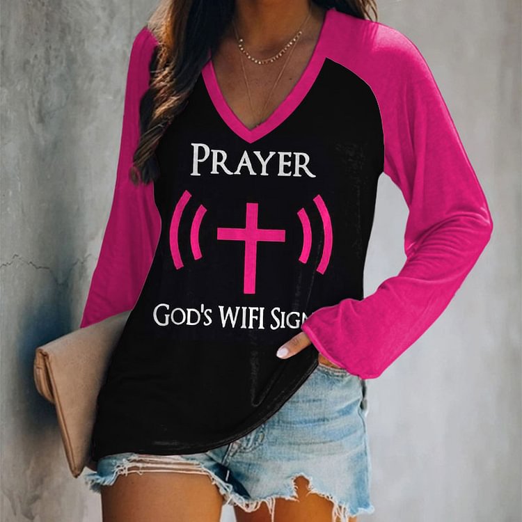 VChics Prayer God'S Wi-Fi Signal Printed T-Shirt