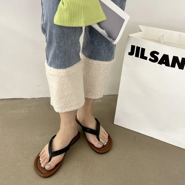Wongn Wongn 2023 New Korean Version Of Flip-Flops Web Celebrity Ins Niche Fashion Flat Sandals Women's Shoes