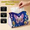 Purple Butterfly DIY PULeather Diamond Painting Tissue Box for Adults Beginners Gem Art Painting Napkin Holder for Living Room Bedroom Bathroom Table Decor