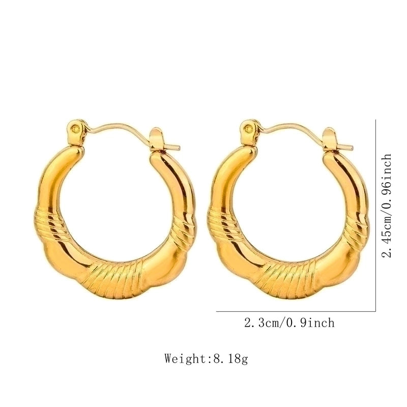 1 Pair Vintage Style U Shape Geometric Heart Shape Plating 304 Stainless Steel None 18K Gold Plated Hoop Earrings