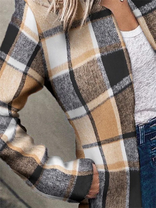 Fashion Plaid Print Slim Fit Coat