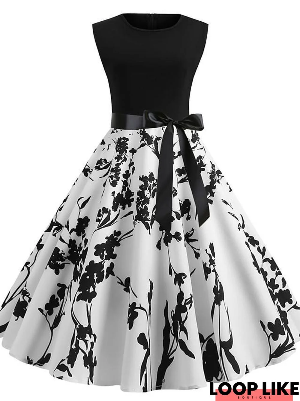 Women's A-Line Dress Sleeveless Floral Print Summer Spring & Summer 1950S Vintage White Rainbow Black Dresses