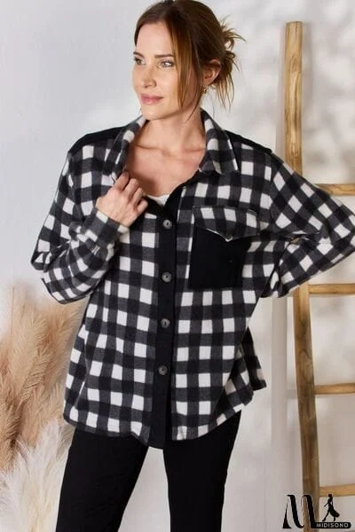 Hailey & Co Full Size Plaid Button Up Jacket