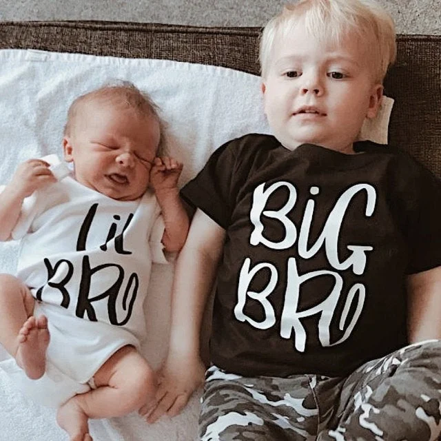 1pcs Big Bro & Lil Bro Boy Sibling Family Matching T-shirt Newborn Toddler Romper Big Brother Little Brother Sibling Outfits