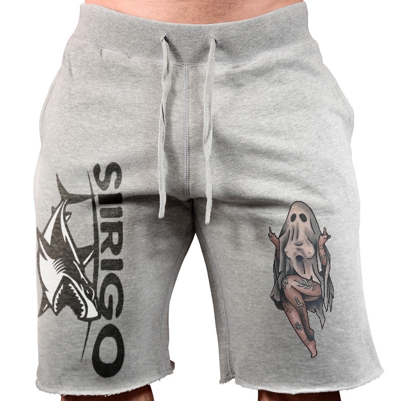 Naughty Sexy Naked Lady Ghost Graphic Print MEN'S SWEAT SHORTS WORKOUT