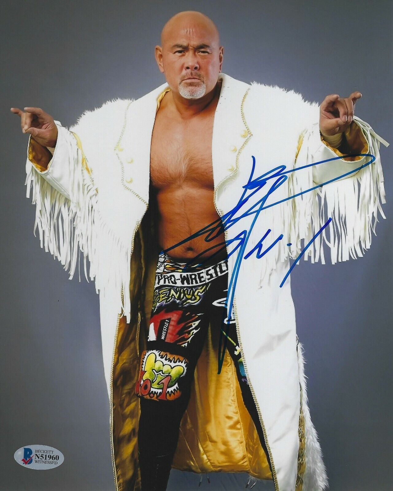 Keiji Mutoh Signed 8x10 Photo Poster painting BAS COA WCW All New Japan Pro Wrestling Great Muta