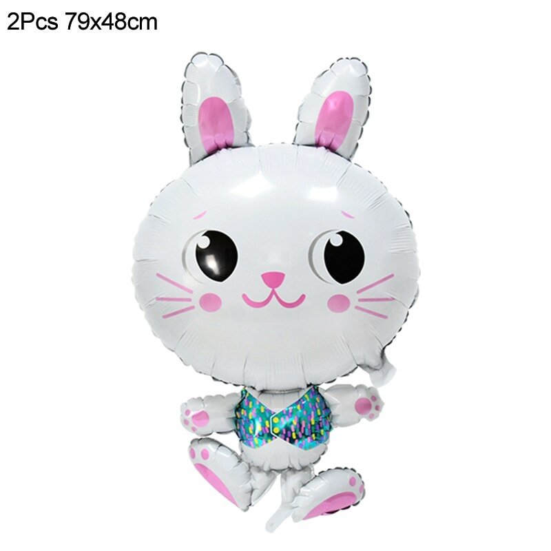 2pcs Gray Rabbit Foil Balloon Long Ears Bunny Forest Jungle Animal Helium Globos Baby Shower Easter Birthday Party Decorations