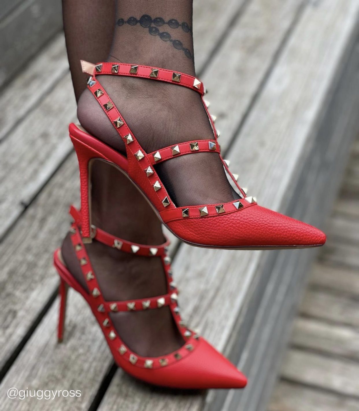 100mm High Heels Rivets Sandals Red Lines-vocosishoes