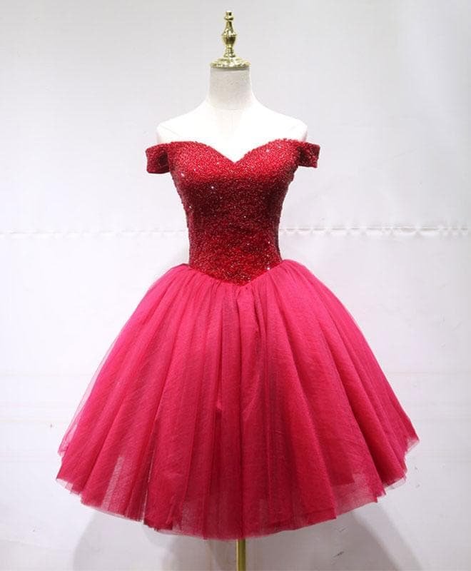Cute Tulle Beads Short Prom Dress