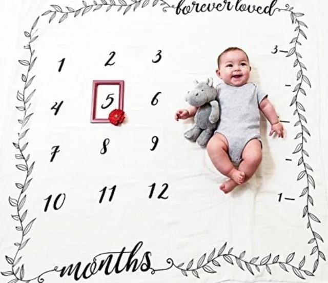 Cartoon Pattern Infant Baby Milestone Photo Props Background Blankets Backdrop Cloth Calendar Bebe Boy Girl Photo Accessories