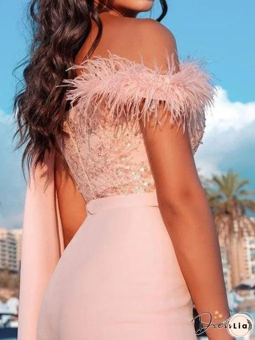 Jumpsuits Feather Sequin Tube Top Irregular Jumpsuit for Women