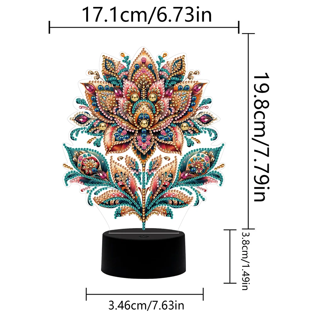 DIY Flower Acrylic Diamond Painting Night Light 5D DIY Diamond Painting Lamp