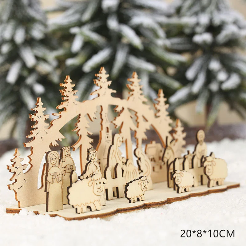 2022 New Year Xmas Elk Wood Craft Christmas Tree Ornament Noel Christmas Decoration for Home Wooden Pendant Navidad 2021 Gift