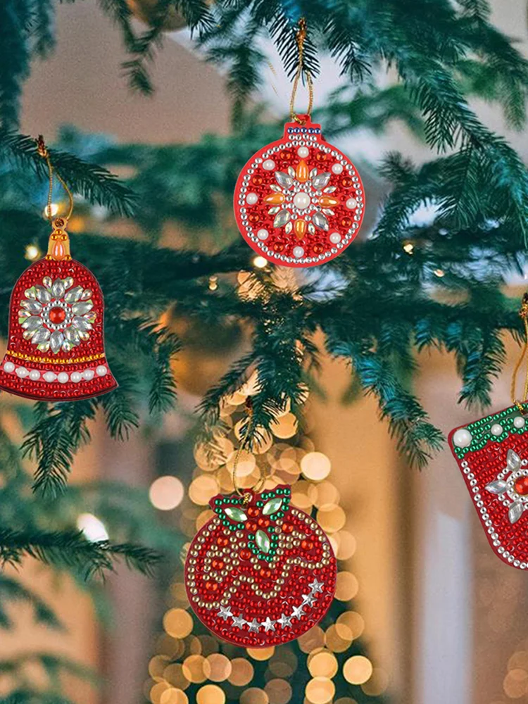 8pcs DIY Diamond Painting XmasTree Pendant (Single Sided)