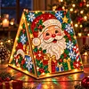 DIY Wooden Diamond Painting Pearl Tent House with Lights, Holiday Tabletop Art Craft Kit with String Lights, Christmas Home Decor Gift