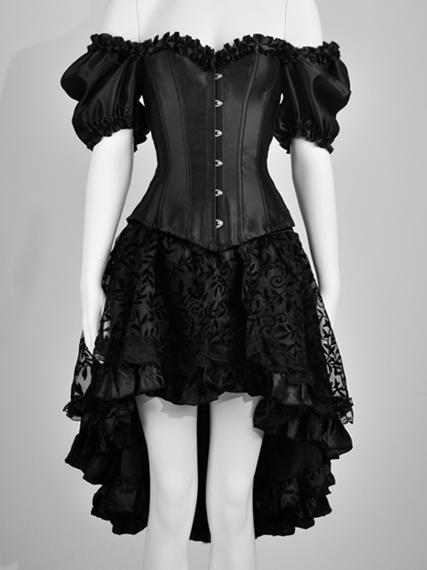 Vintage Bubble Sleeve Swing Mesh Bandaged Ruffled Midi Dress
