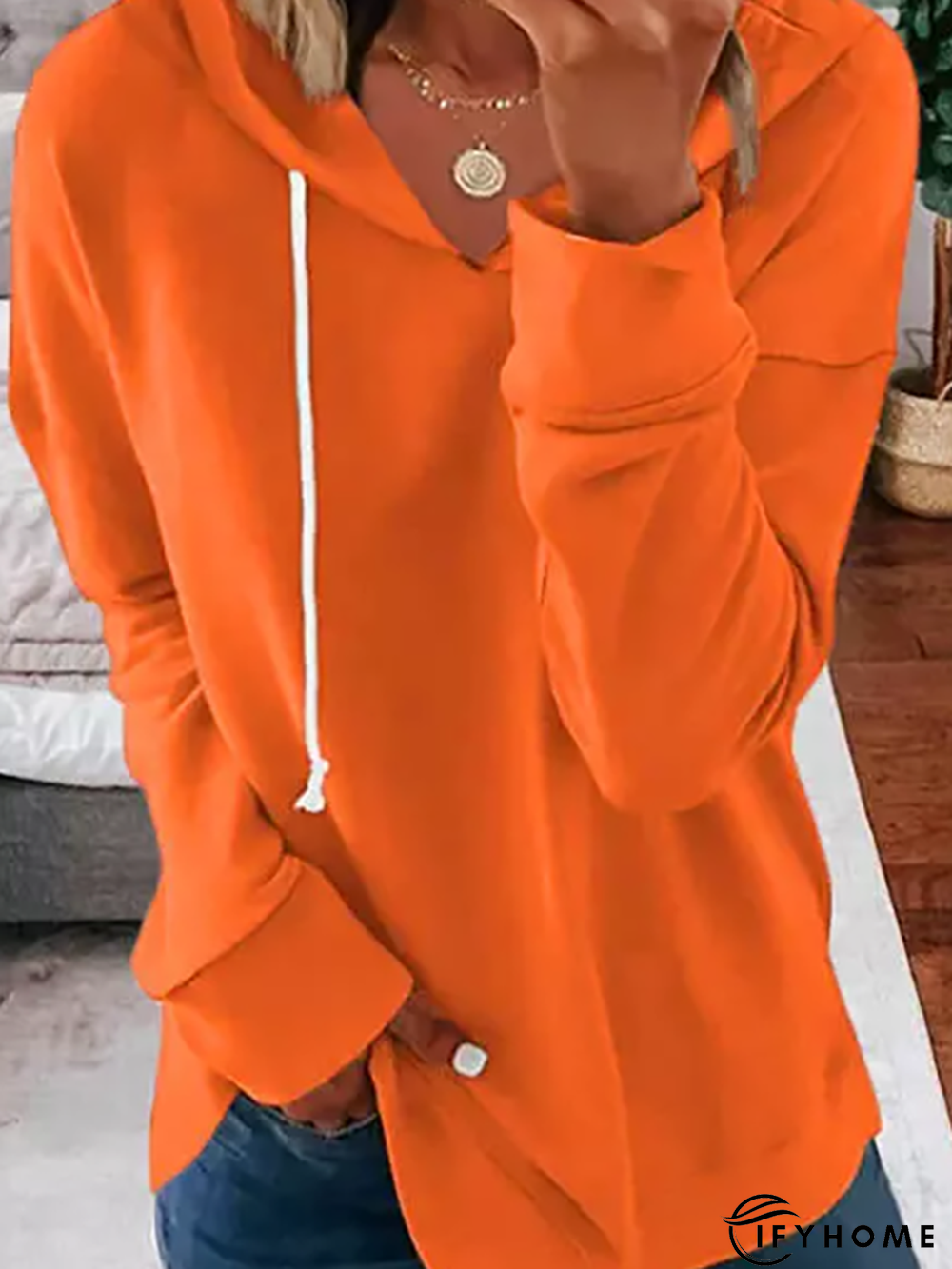 Women Long Sleeve Hoodie Fall Winter Loose Casual Tunic Sweatshirt | IFYHOME