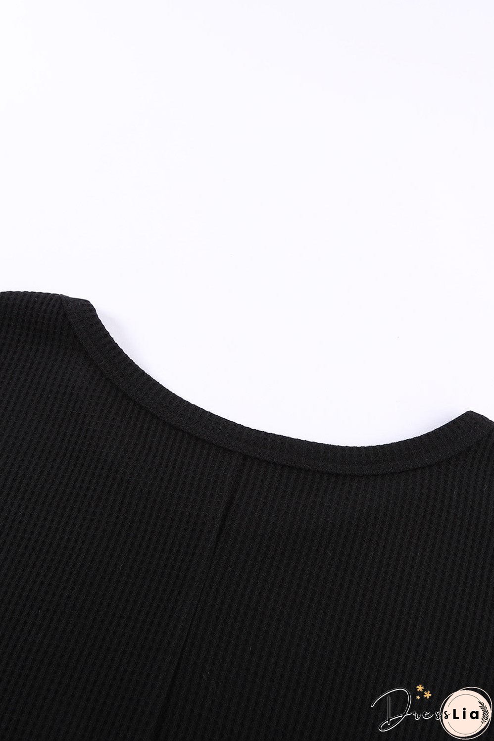 Chic Black Waffle Knit Sleeveless Tank Top