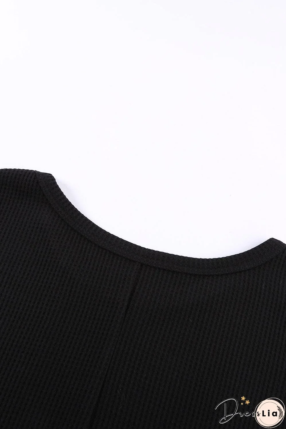 Chic Black Waffle Knit Sleeveless Tank Top