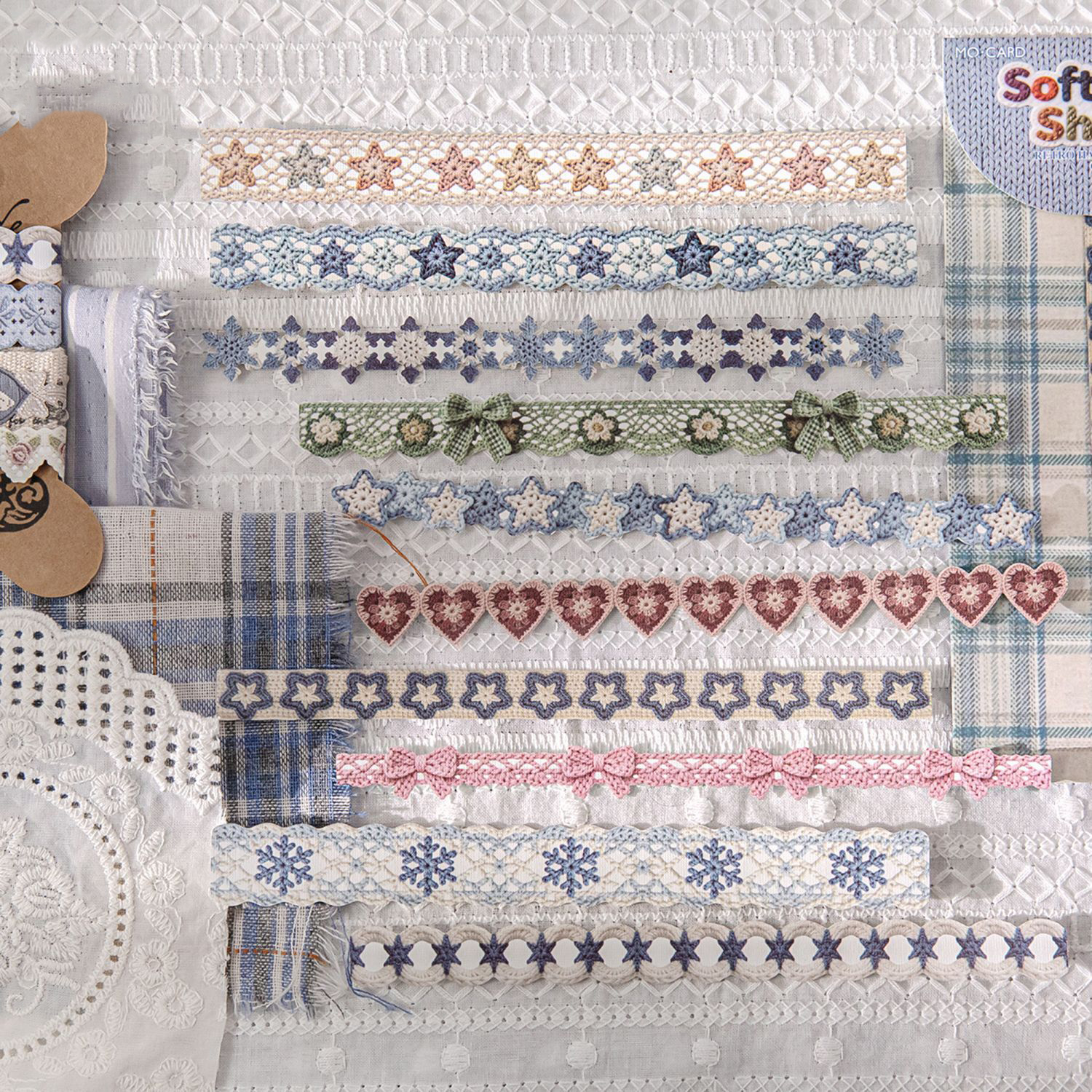 스티커 - 핸드메이드 코바늘 컬렉션 시리즈 빈티지 나비 꽃