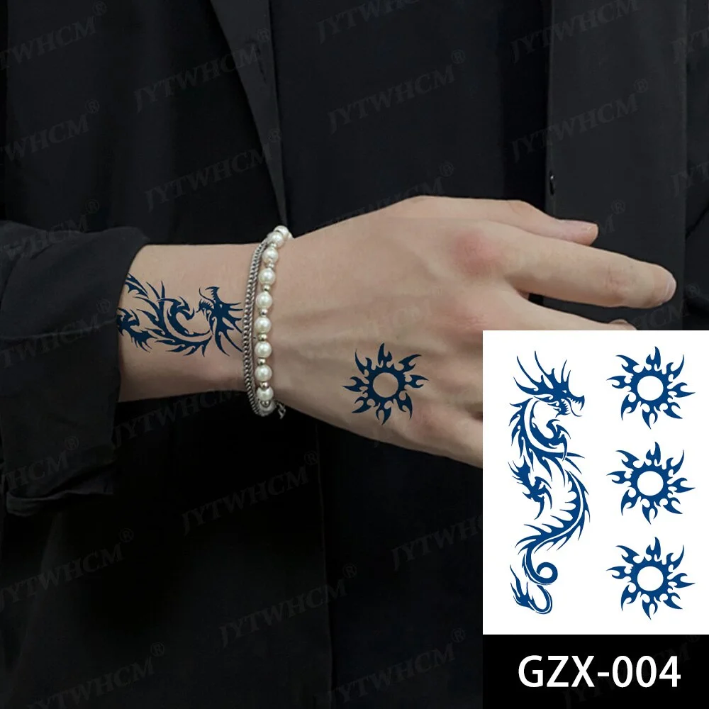 Sdrawing Stickers Semi-permanent Plant Lasting Tattoo Blue Henna Lace Flower Arm Non-reflective Herbal Juice Tattoo Waterproof