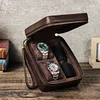 Retro Crazy Horse Leather Multifunctional Portable Travel Glasses Watch Jewelry Storage Box, Shockproof Genuine Leather Watch Box