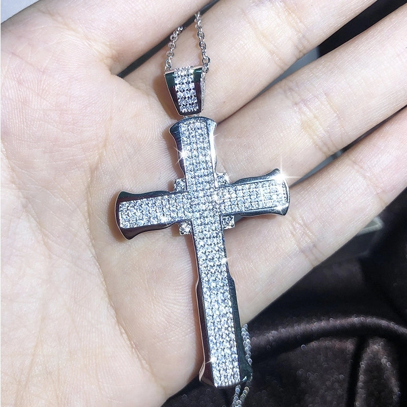 Copper Cable Chain Plating Cross Zircon Necklace
