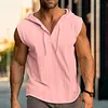 Men's Vintage Cotton Linen Casual Beach Vacation Sleeveless Hooded Tank Top Vest by Inlyline