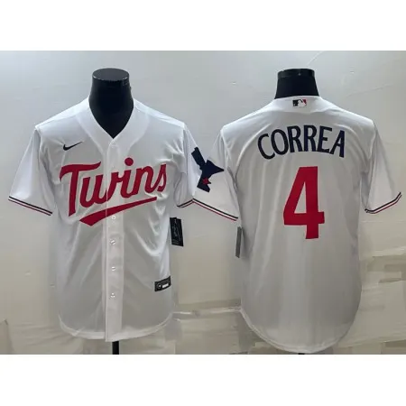 Men's Minnesota Twins #4 Carlos Correa White Cool Base Stitched Jersey YLFL
